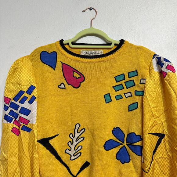 Saks Fifth Avenue Yellow Vintage Sweater Sz M - Picture 3 of 11